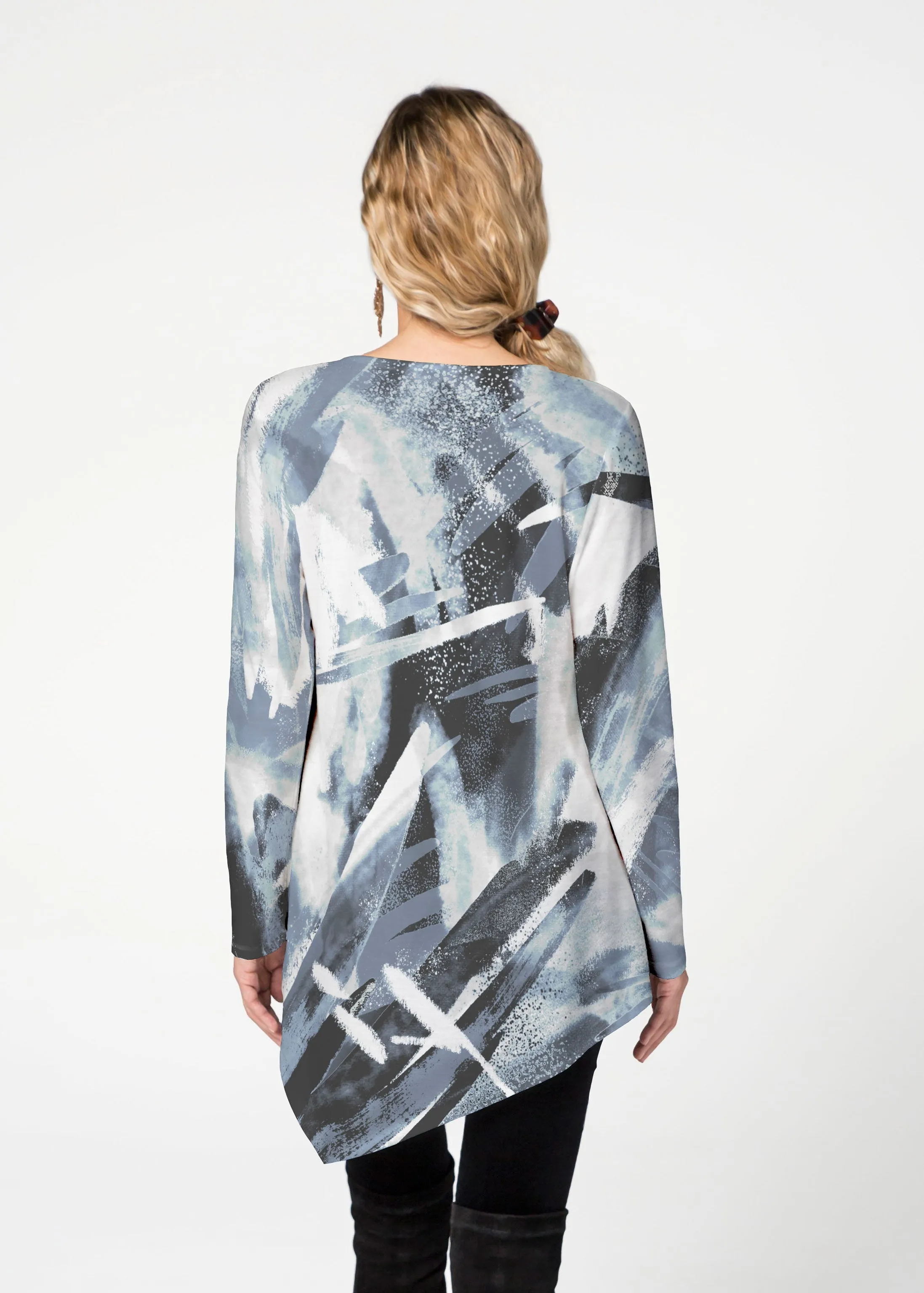 Brush Strokes  (17167) ~ Asymmetrical French Terry Tunic