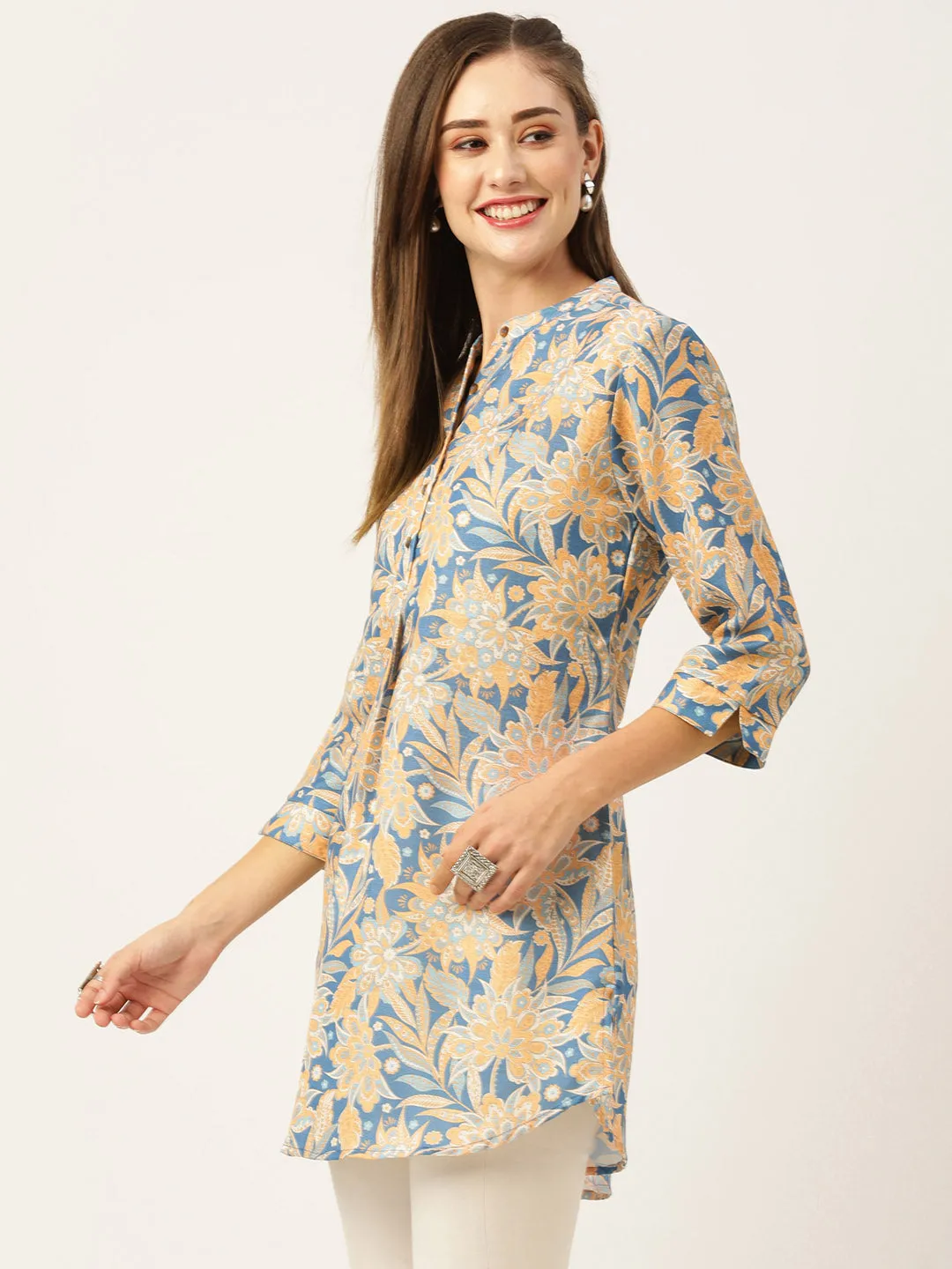 Buy Blue Comfort Fit Cotton Tunic for Women Online India - Zola