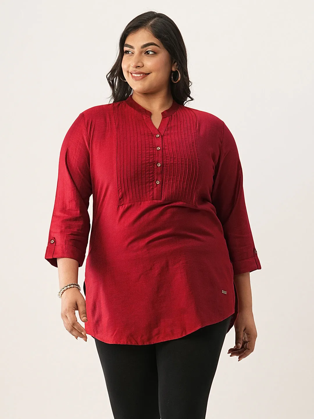 Buy Red Comfort Fit Rayon Tunics for Women Online India Hip Length Straight - Zola