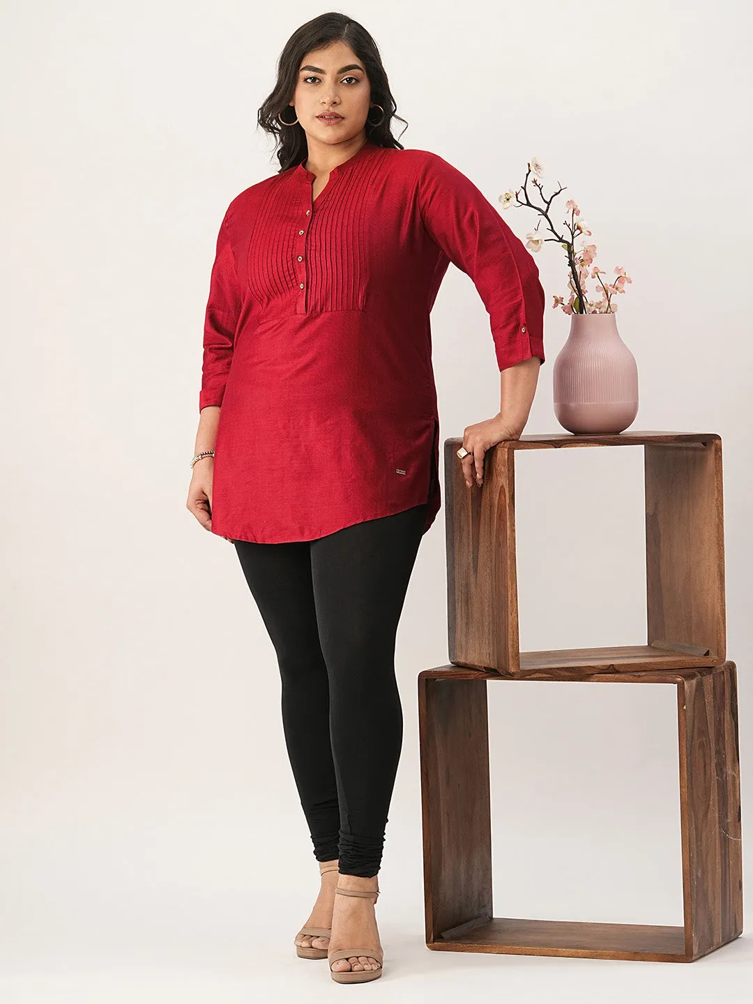 Buy Red Comfort Fit Rayon Tunics for Women Online India Hip Length Straight - Zola