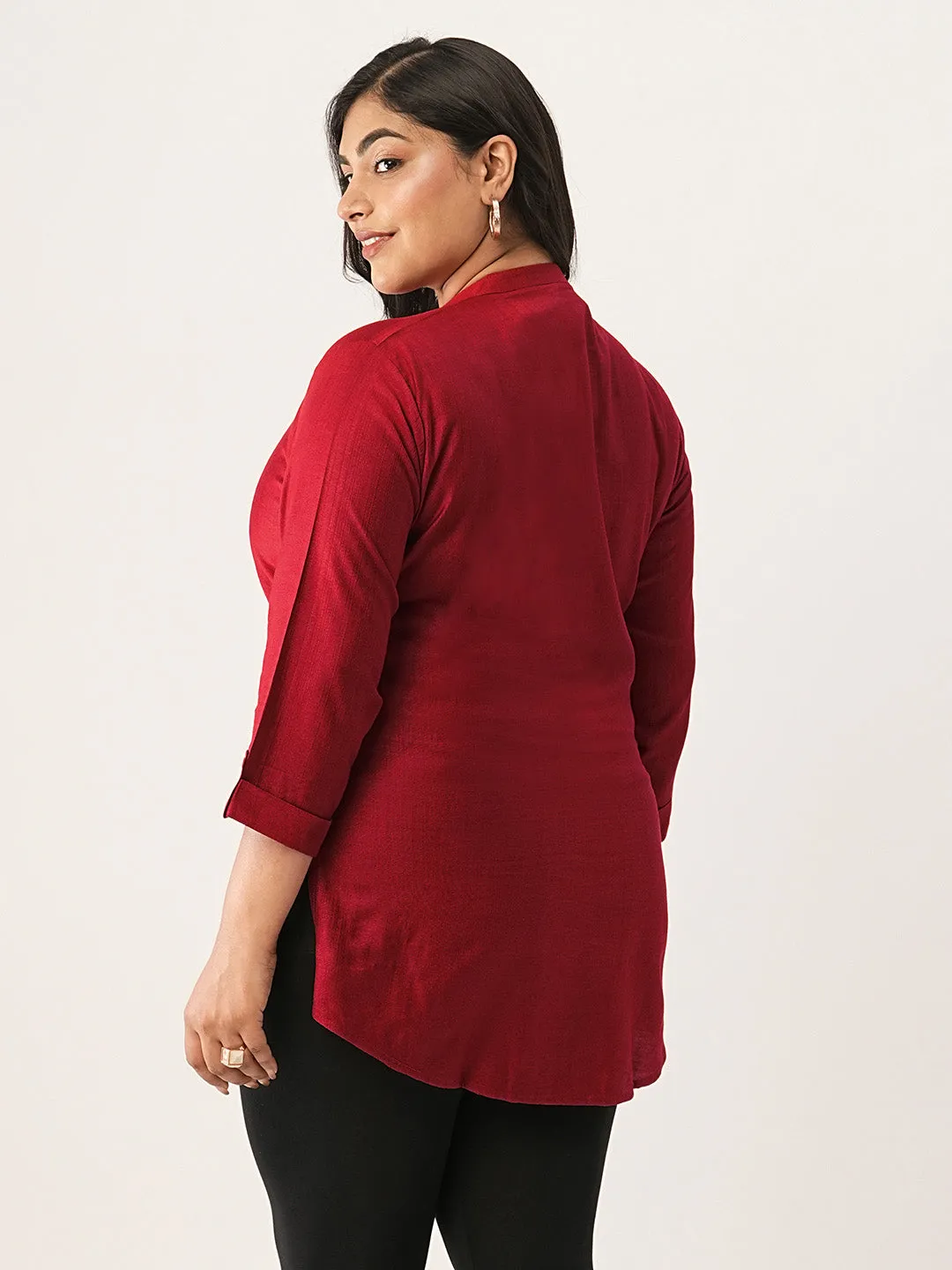 Buy Red Comfort Fit Rayon Tunics for Women Online India Hip Length Straight - Zola