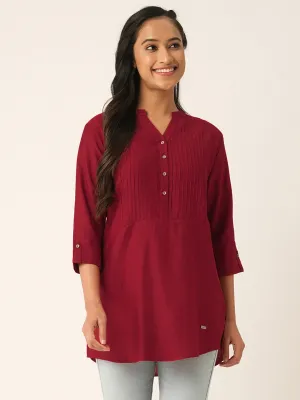 Buy Red Comfort Fit Rayon Tunics for Women Online India Hip Length Straight - Zola
