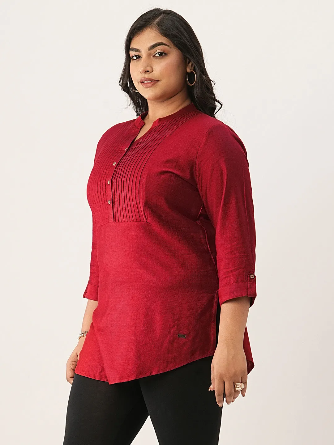 Buy Red Comfort Fit Rayon Tunics for Women Online India Hip Length Straight - Zola