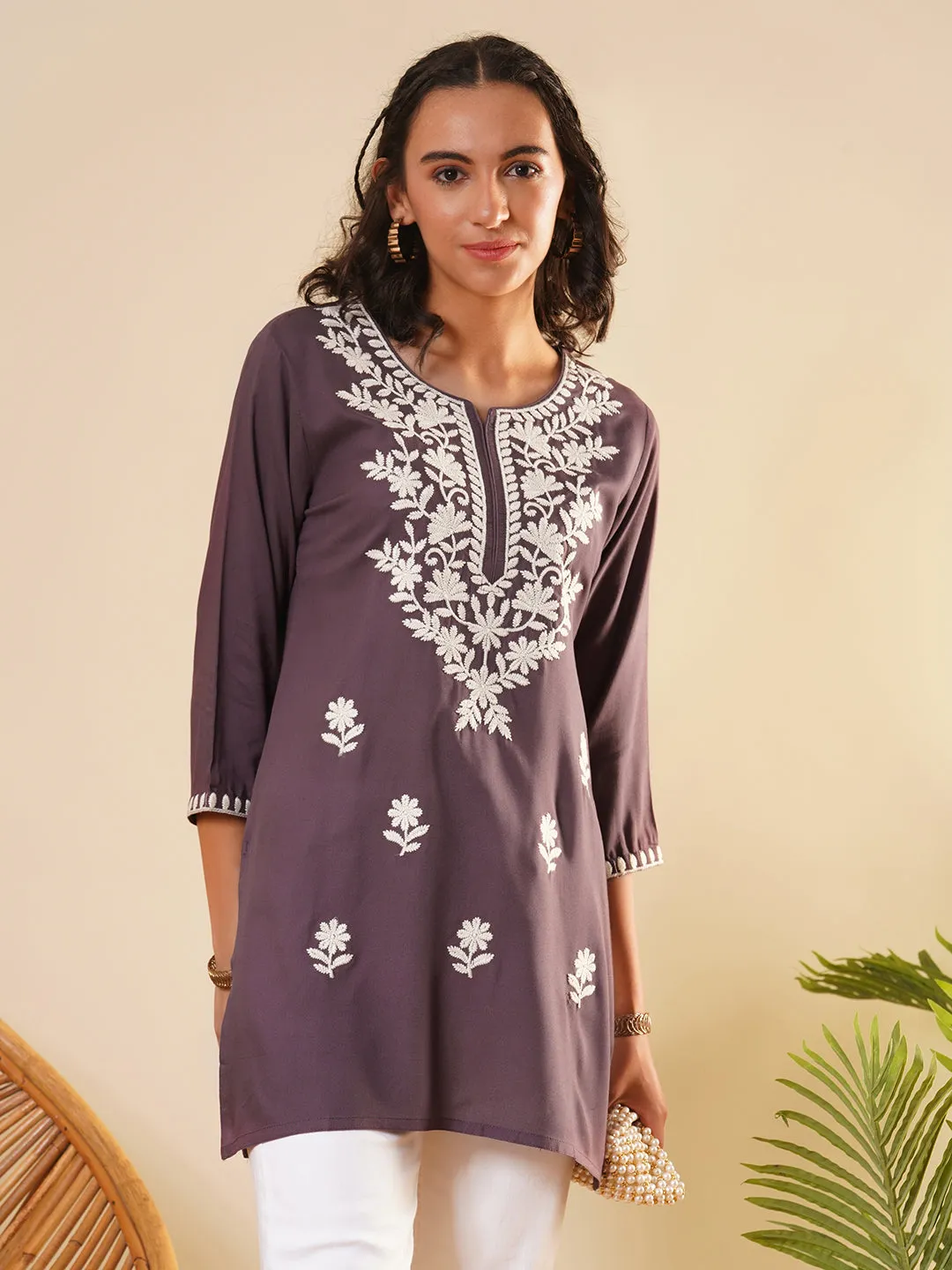 Buy Round Neckline Onion Comfort Fit Rayon Tunic For Women Online - Zola