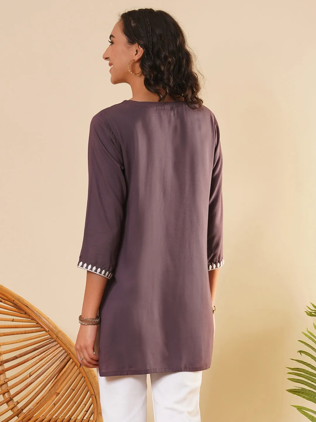 Buy Round Neckline Onion Comfort Fit Rayon Tunic For Women Online - Zola