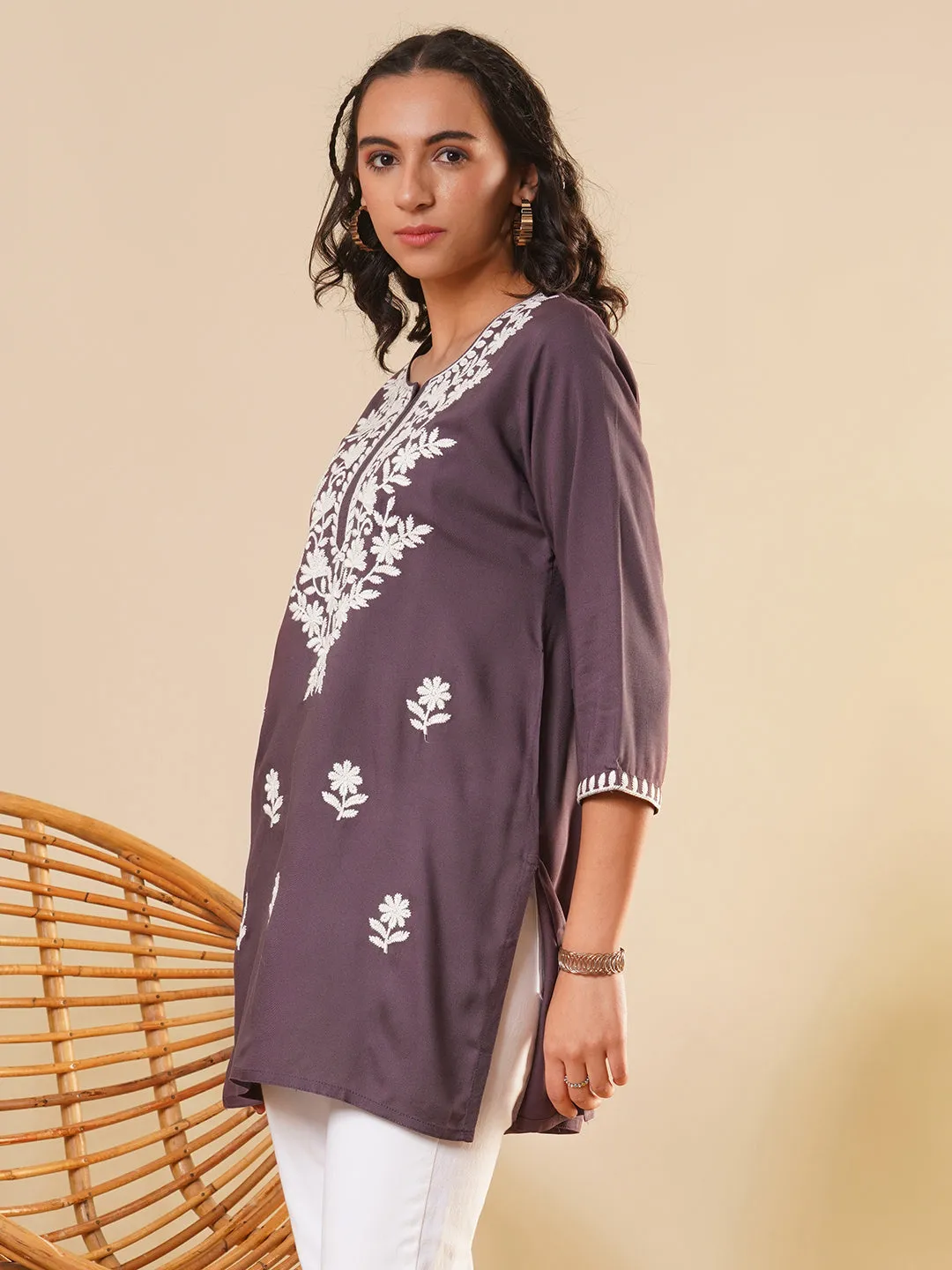 Buy Round Neckline Onion Comfort Fit Rayon Tunic For Women Online - Zola
