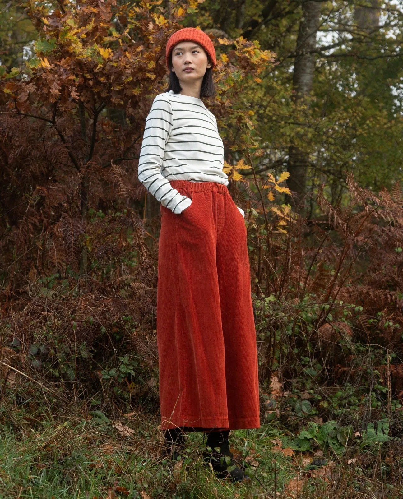 Caitlin Organic Cotton Cord Trouser in Burnt Orange