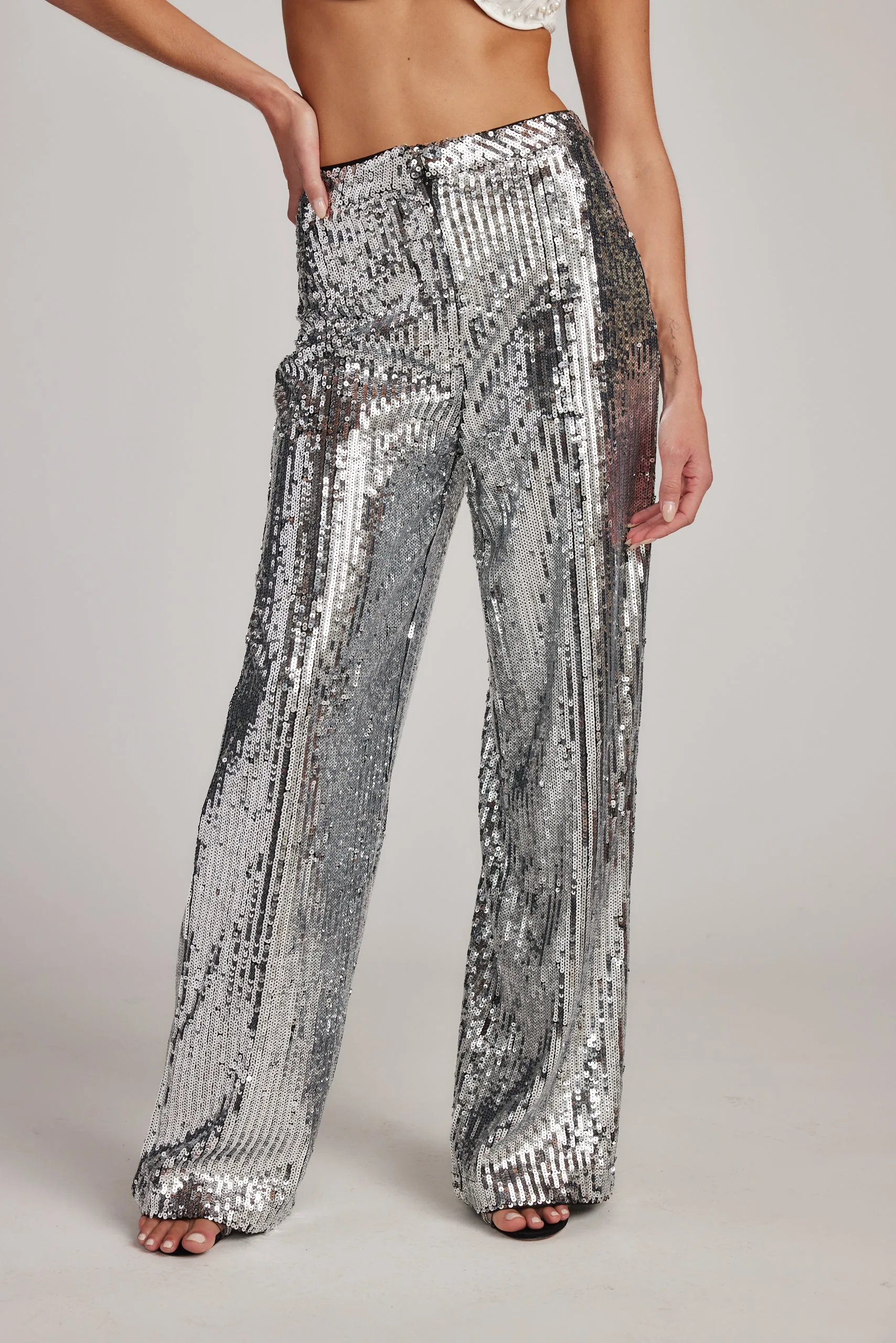 California Dreaming Silver Sequin Trousers