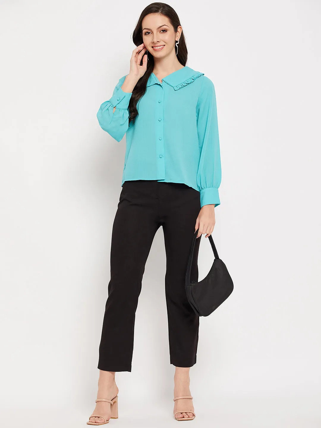 Camla Barcelona Blue Peter Pan Collar Shirt