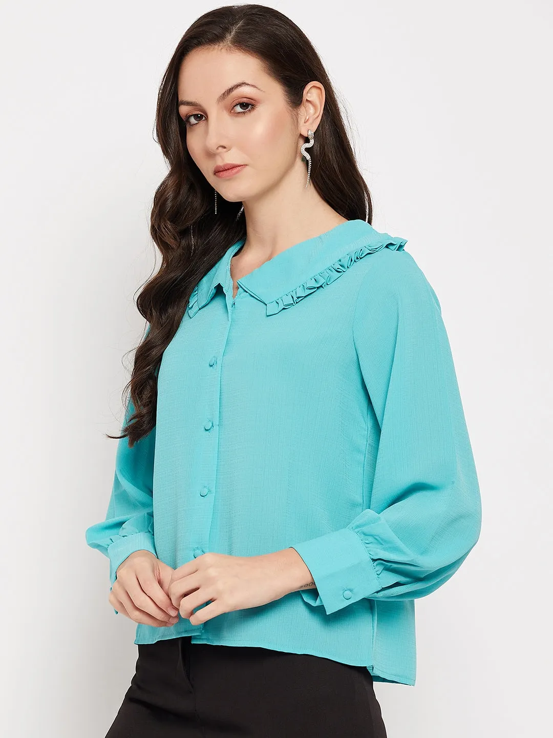 Camla Barcelona Blue Peter Pan Collar Shirt