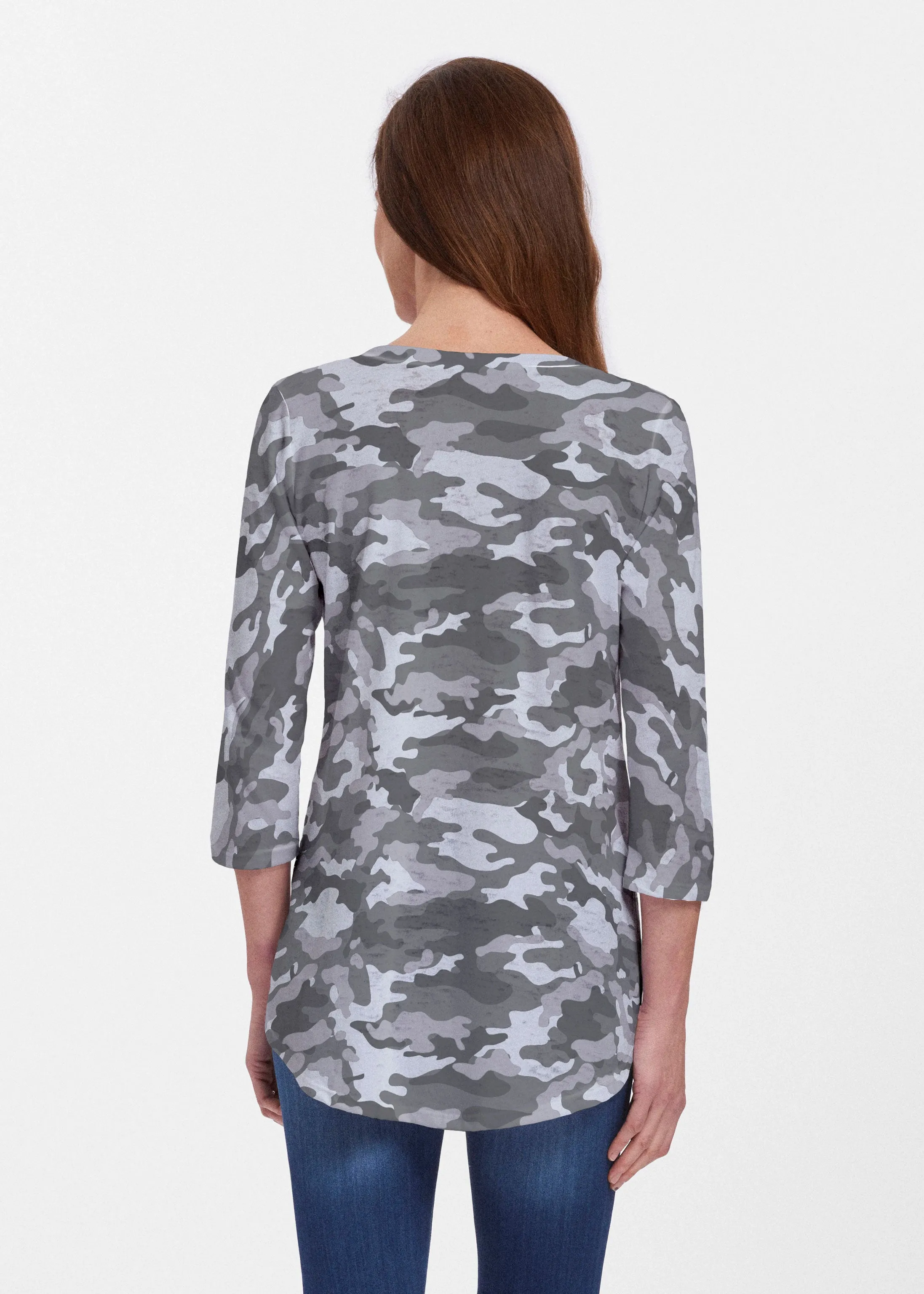 Camo Grey (9245) ~ Signature V-neck Flowy Tunic