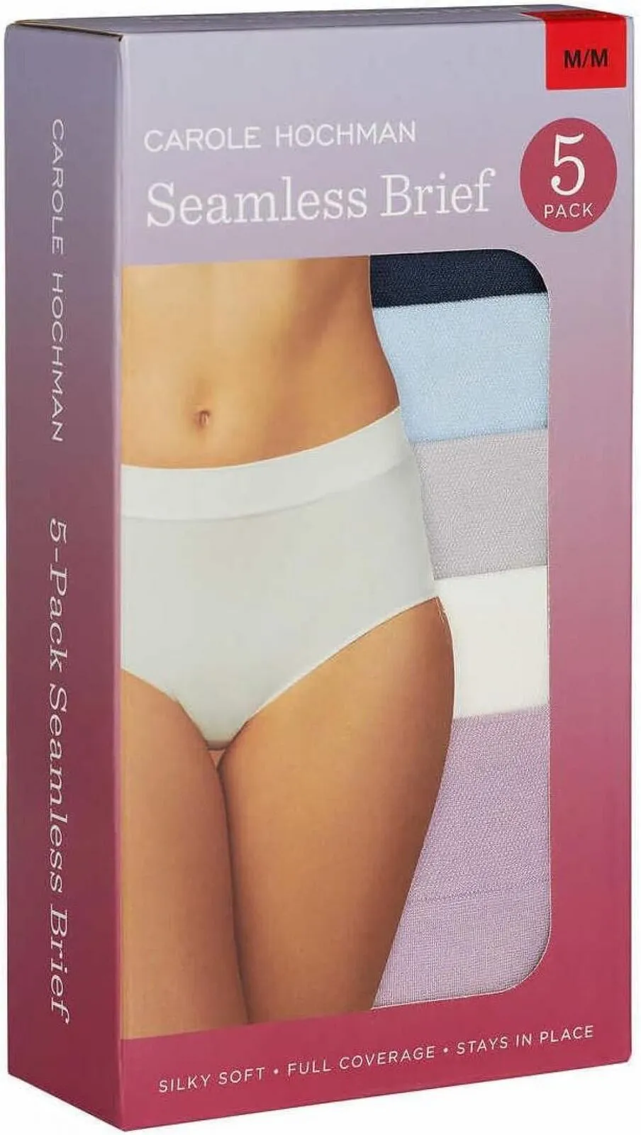 Carole Hochman Womens 5 Pack Seamless Brief 1374600 Blue / Lavender M