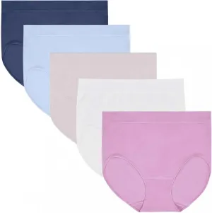 Carole Hochman Womens 5 Pack Seamless Brief 1374600 Blue / Lavender M