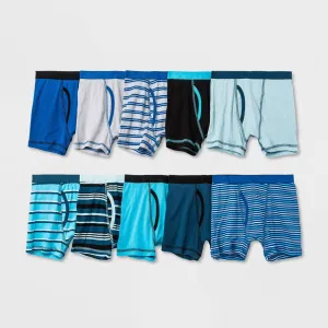 Cat & Jack Boys' 10pk Striped Boxer Briefs Multicolor XS