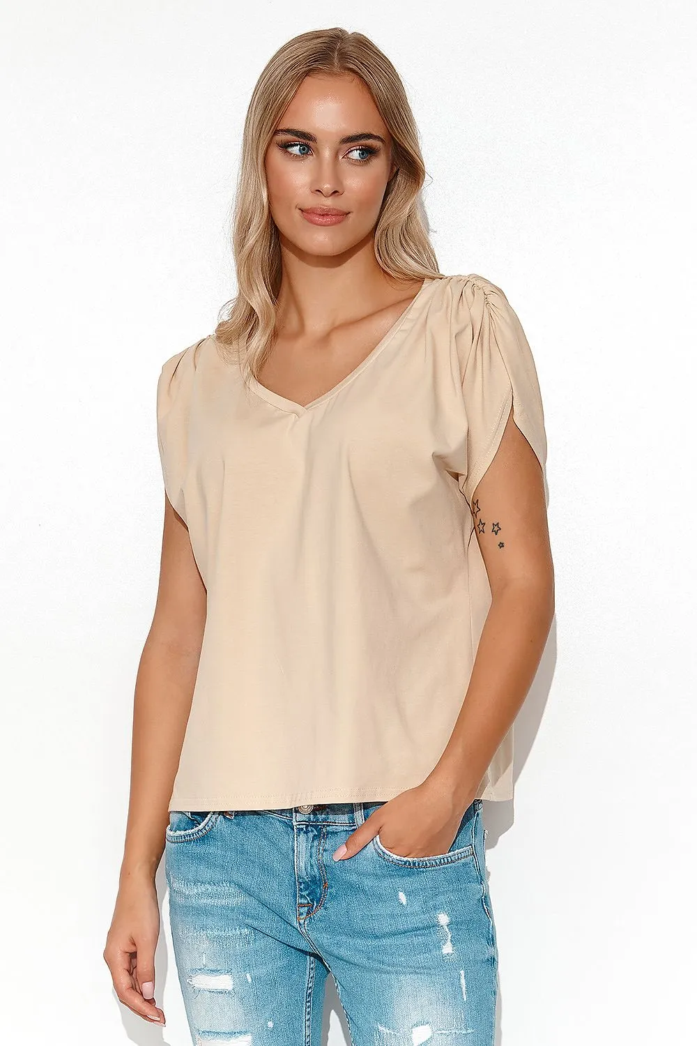 Charming V-Neck Oversized Blouse