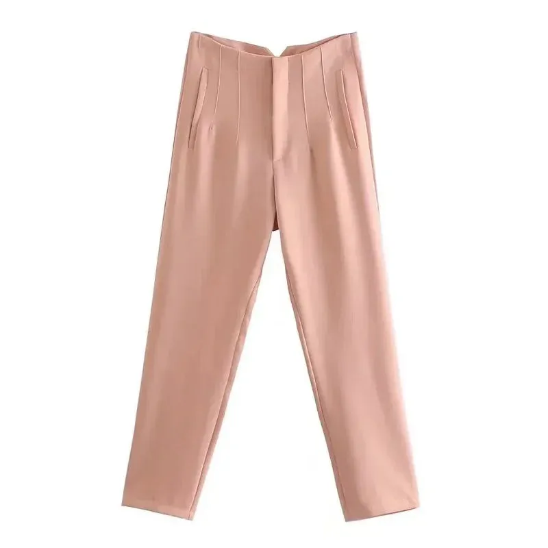 Chic Office Essentials: High-Waisted Pencil Trousers for Women – Formal Pants