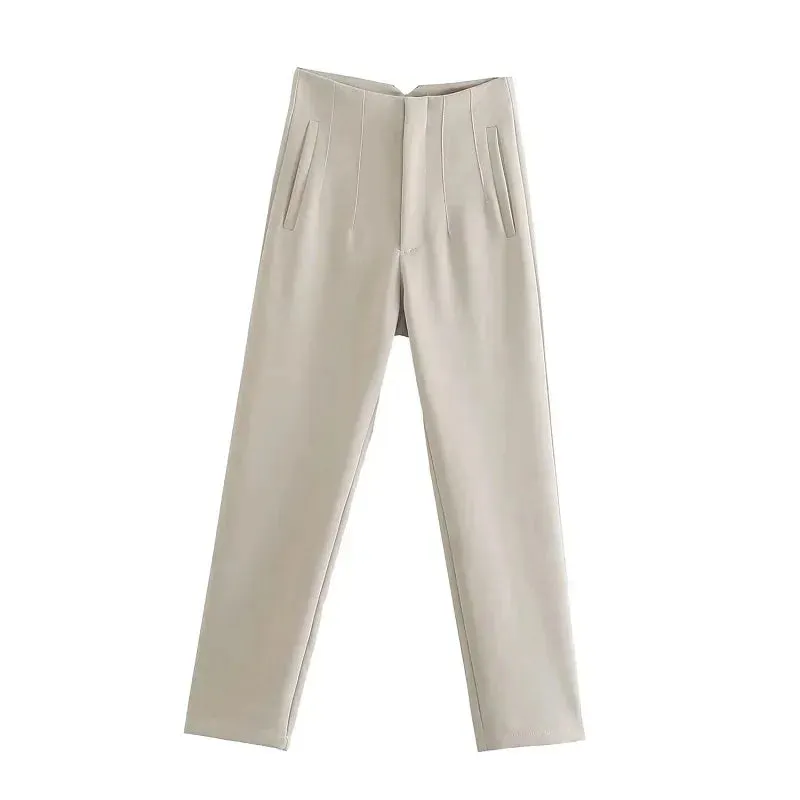 Chic Office Essentials: High-Waisted Pencil Trousers for Women – Formal Pants