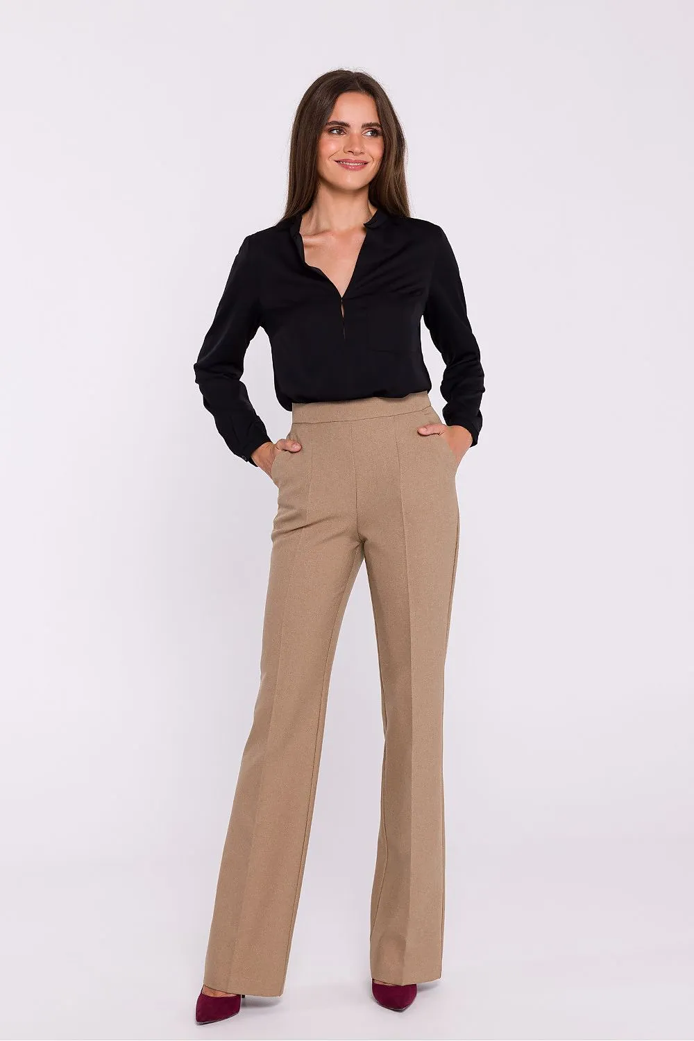 Chic Stand-Up Collar Satin Blouse
