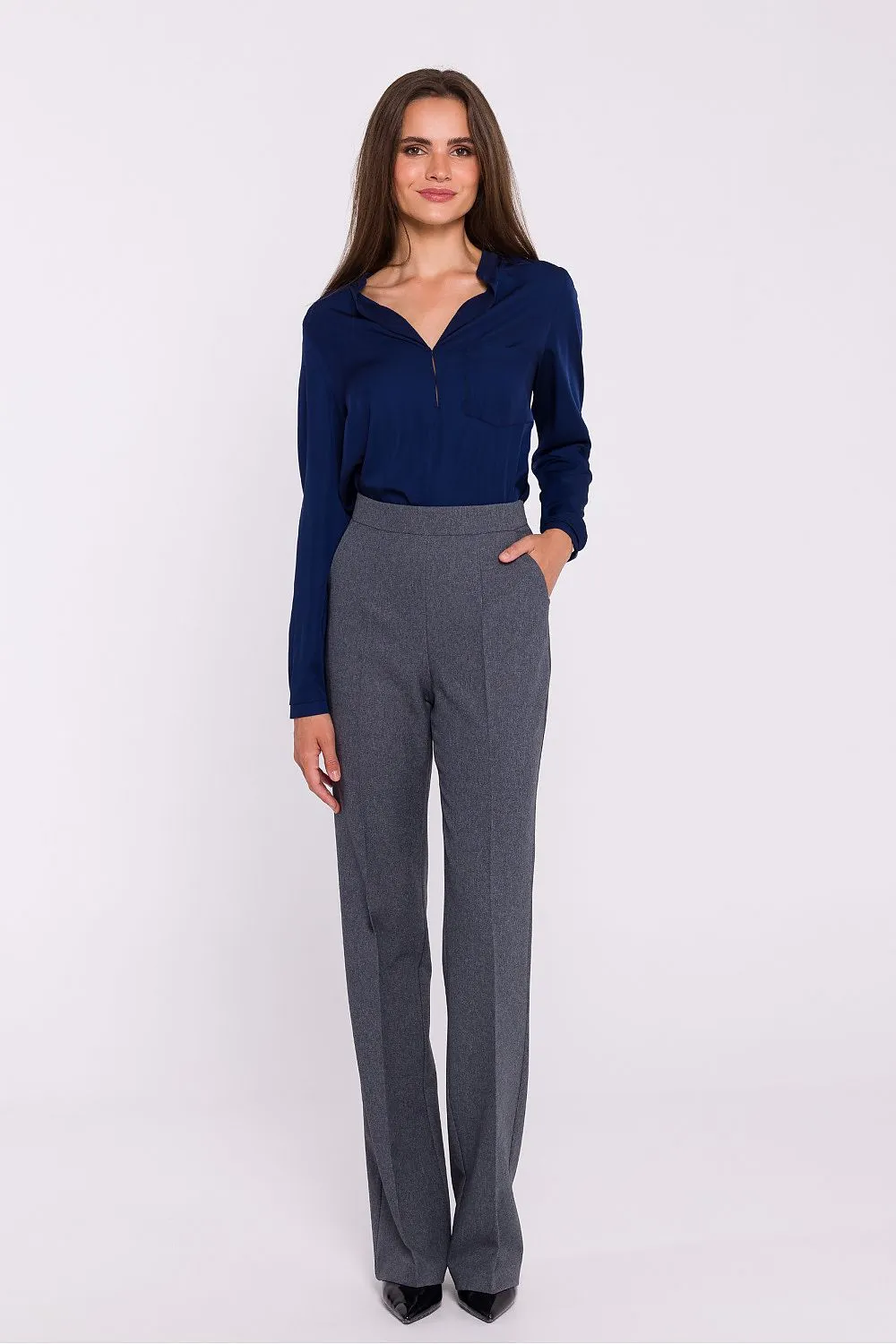Chic Stand-Up Collar Satin Blouse