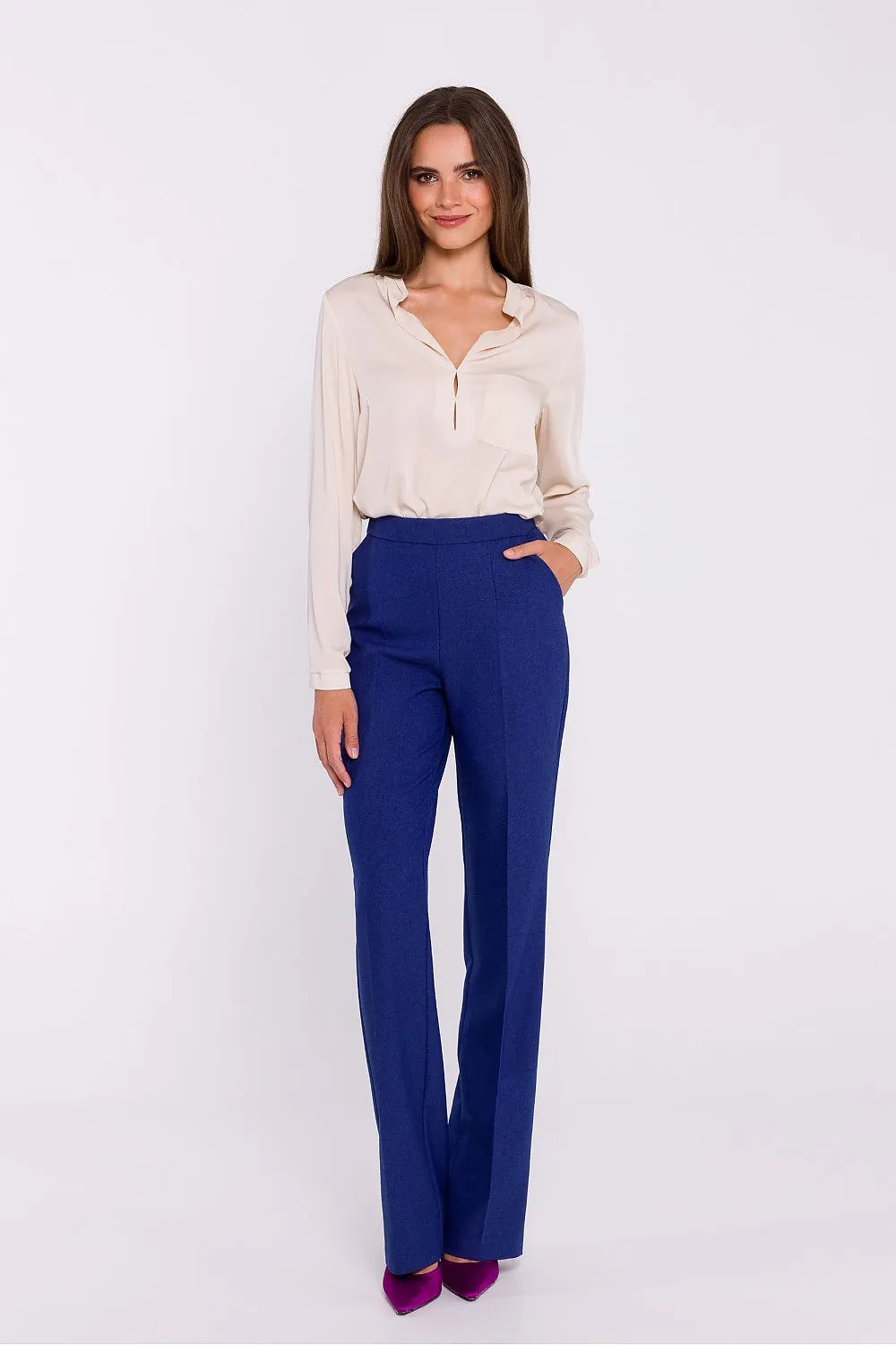 Chic Stand-Up Collar Satin Blouse