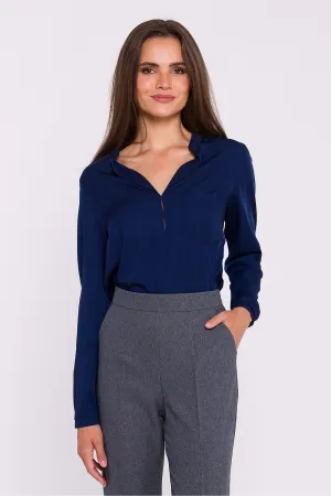 Chic Stand-Up Collar Satin Blouse