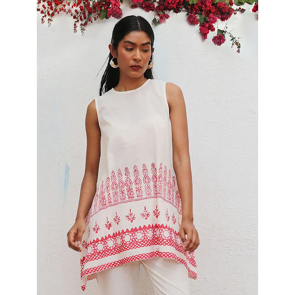 Chidiyaa Bogainvillea Juno Block Printed Cotton Tunic