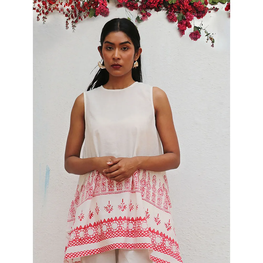 Chidiyaa Bogainvillea Juno Block Printed Cotton Tunic