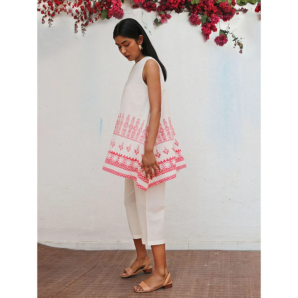 Chidiyaa Bogainvillea Juno Block Printed Cotton Tunic