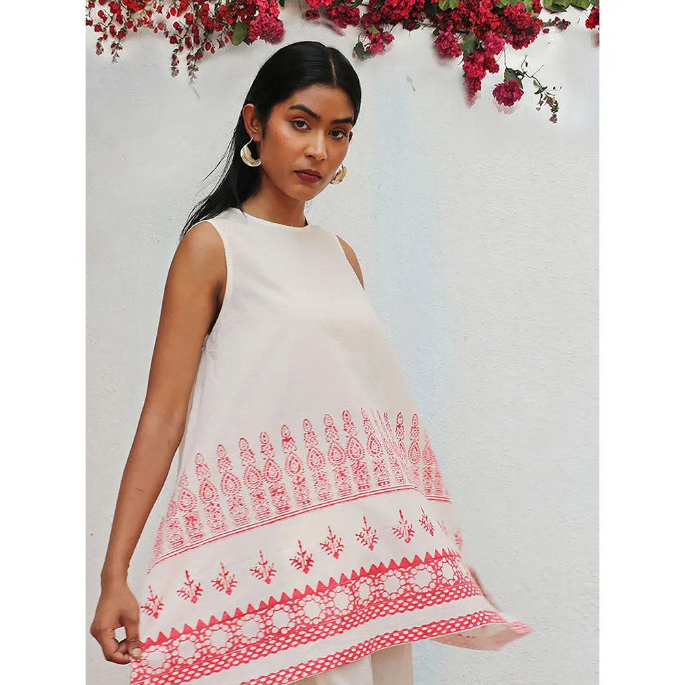 Chidiyaa Bogainvillea Juno Block Printed Cotton Tunic