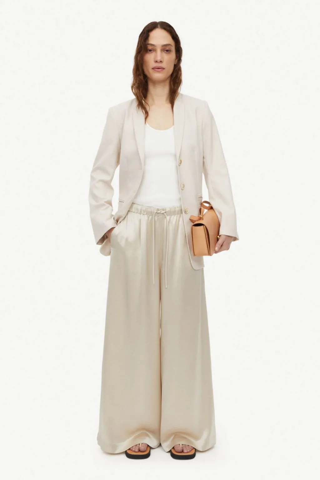 Clorella high-waisted trousers light sand