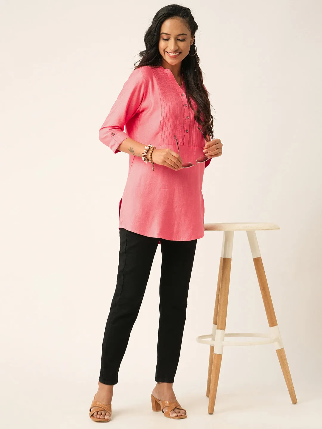 Coral Comfort Fit Rayon Tunics for Women Online in India Hip Length Straight - Zola