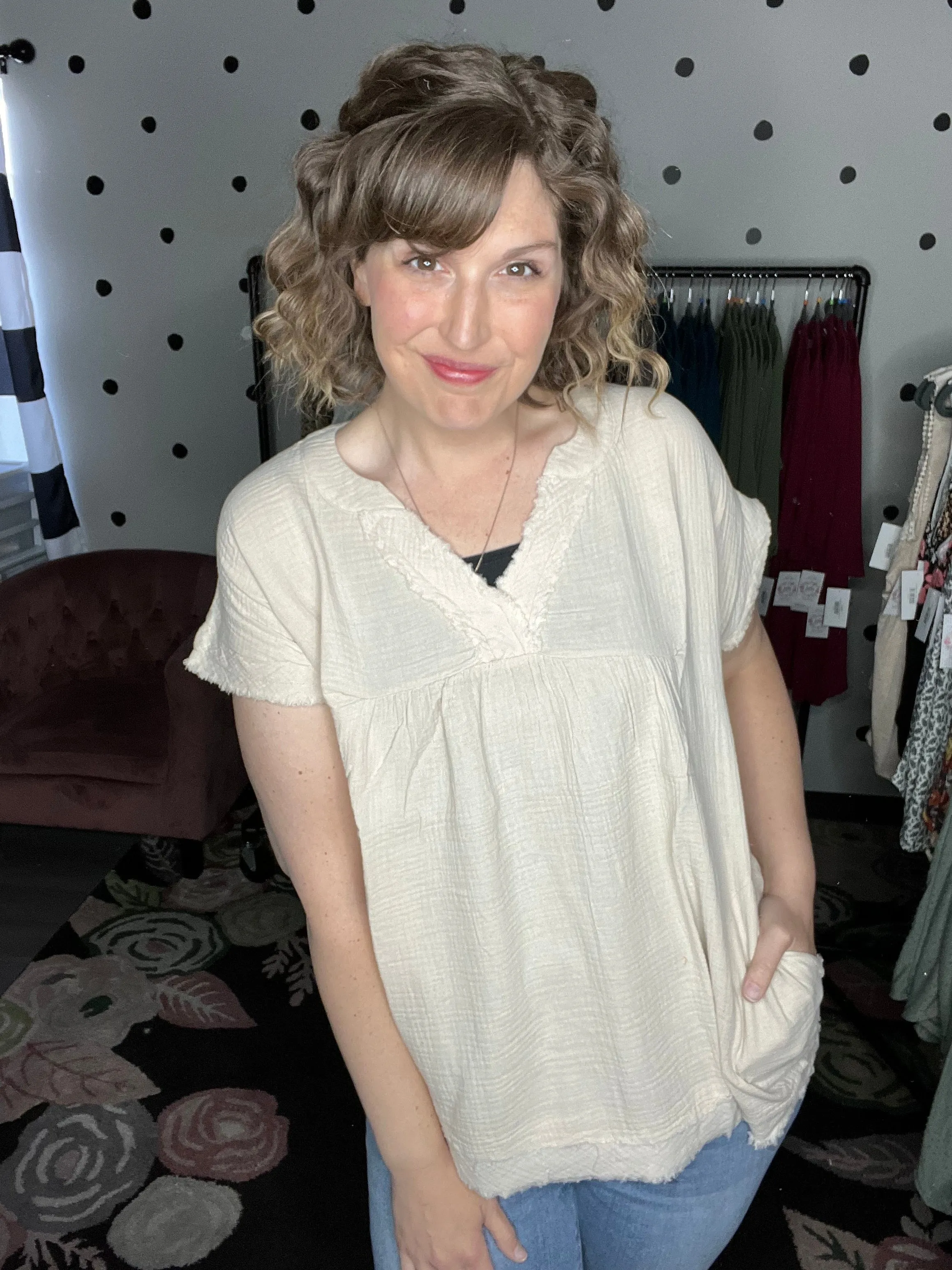 Cotton Gauze Raw Edge Tunic
