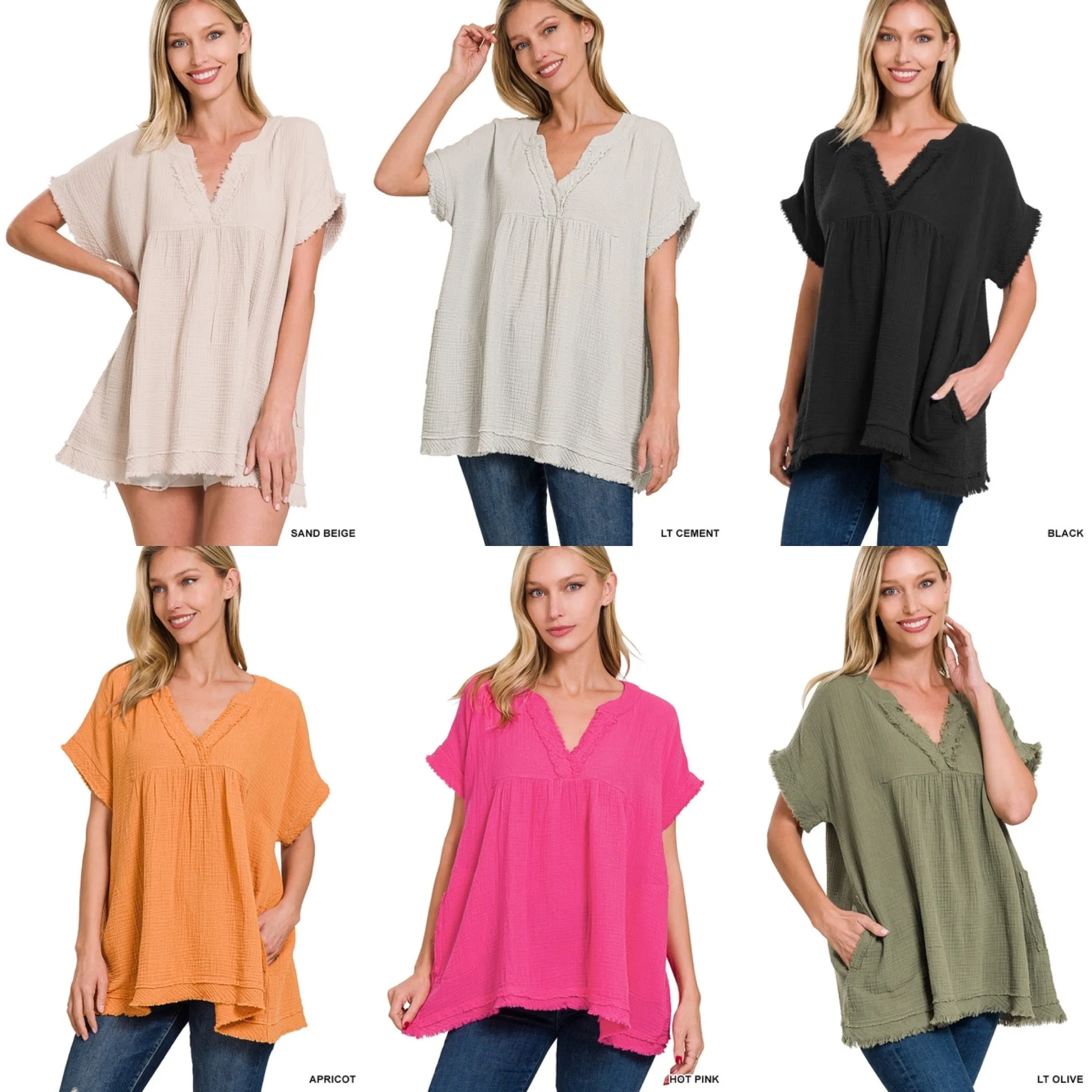 Cotton Gauze Raw Edge Tunic
