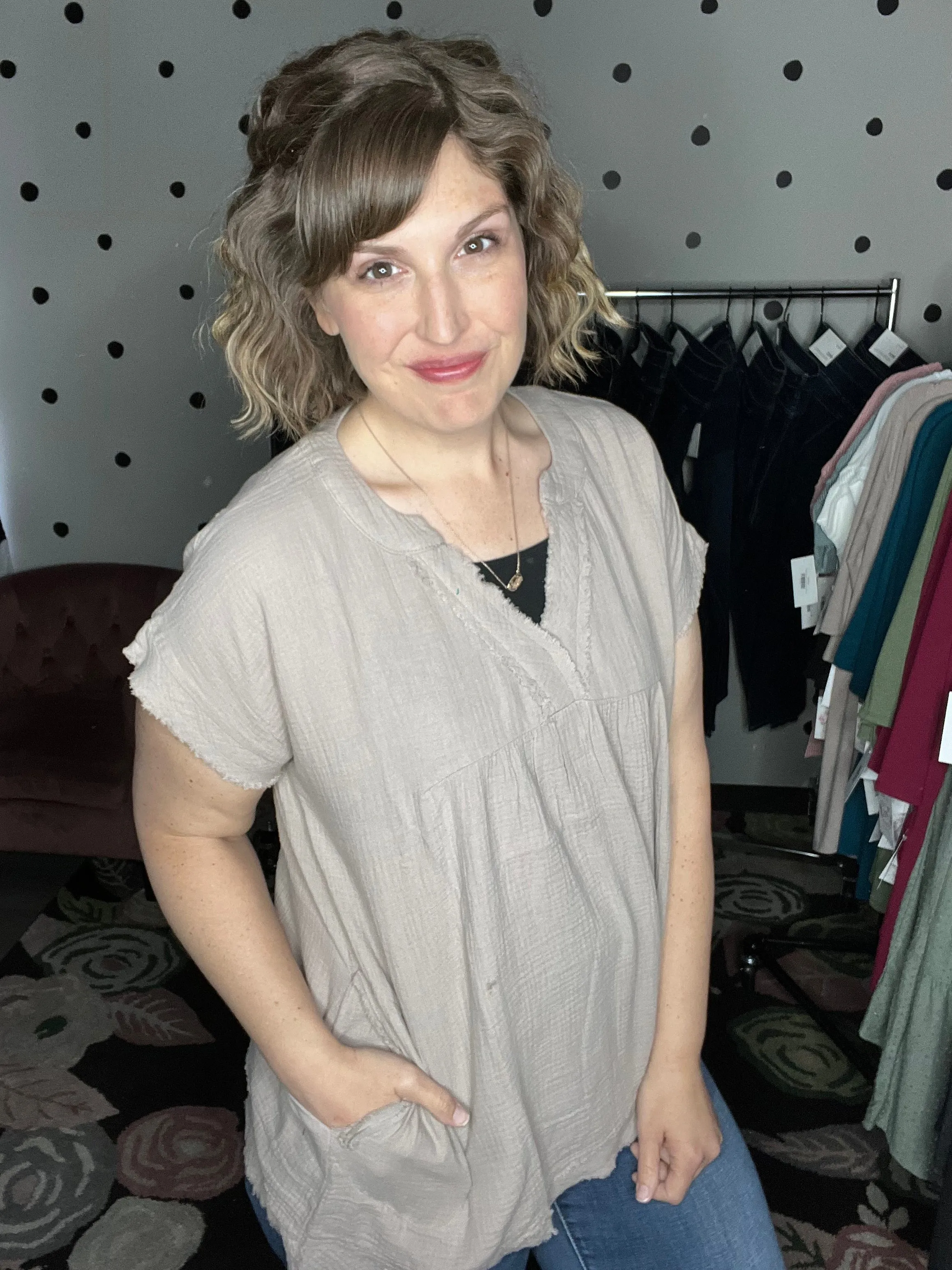 Cotton Gauze Raw Edge Tunic