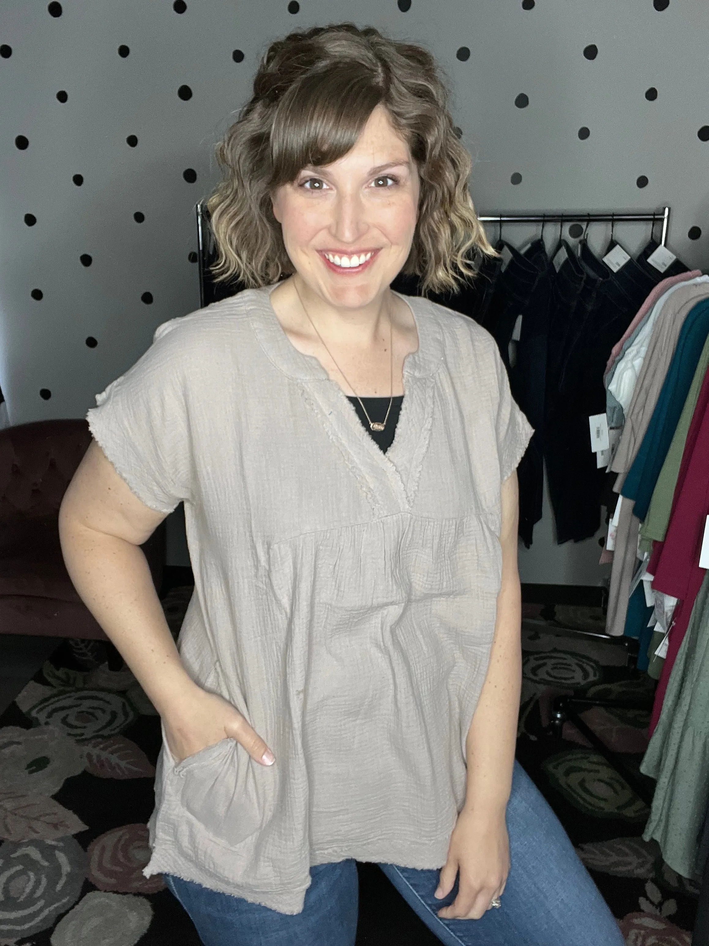 Cotton Gauze Raw Edge Tunic