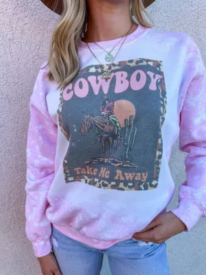 “Cowboy Take Me Away” Bleached Crewneck