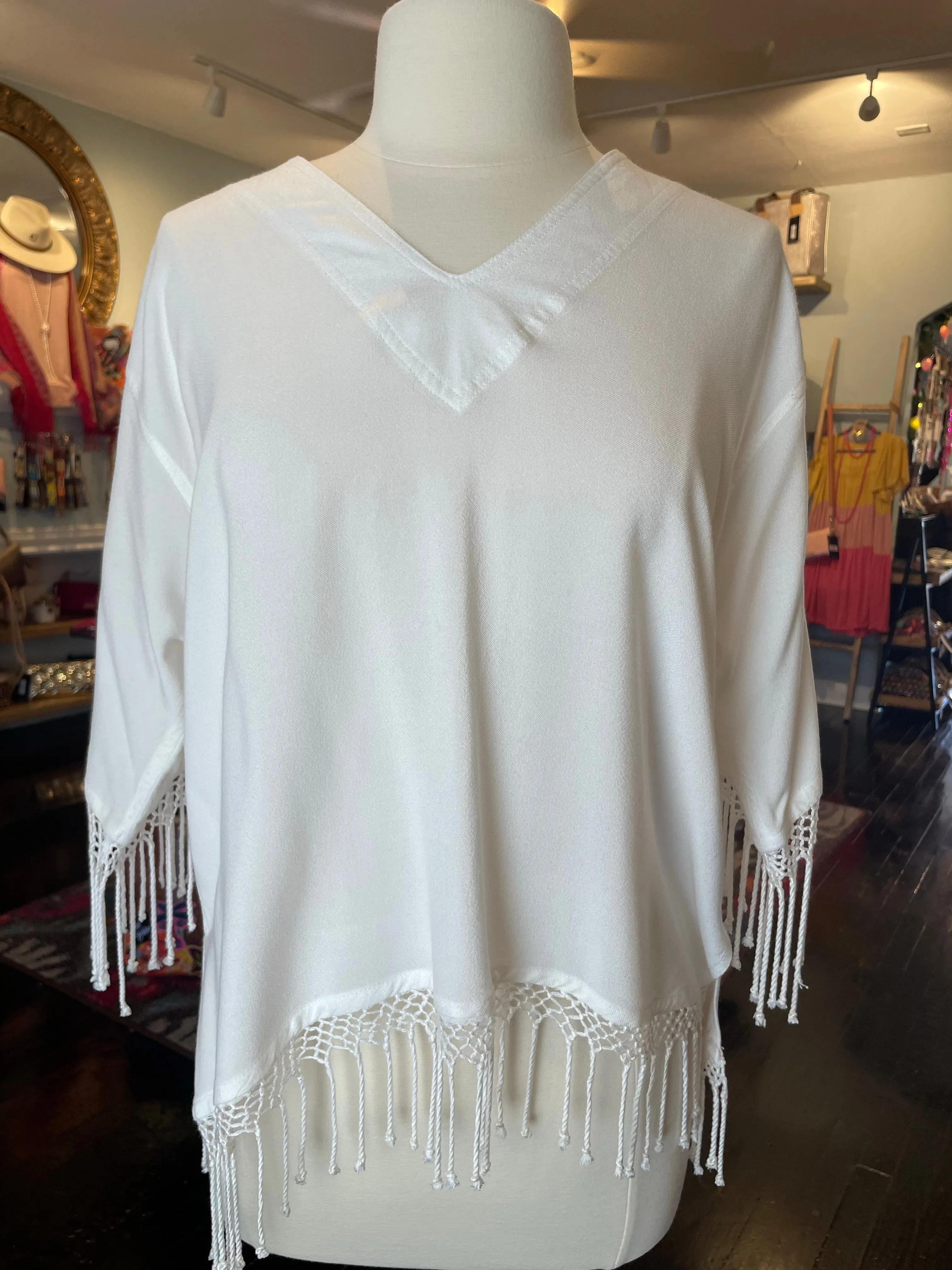 Dairi V-Neck Tunics w/ Fringe