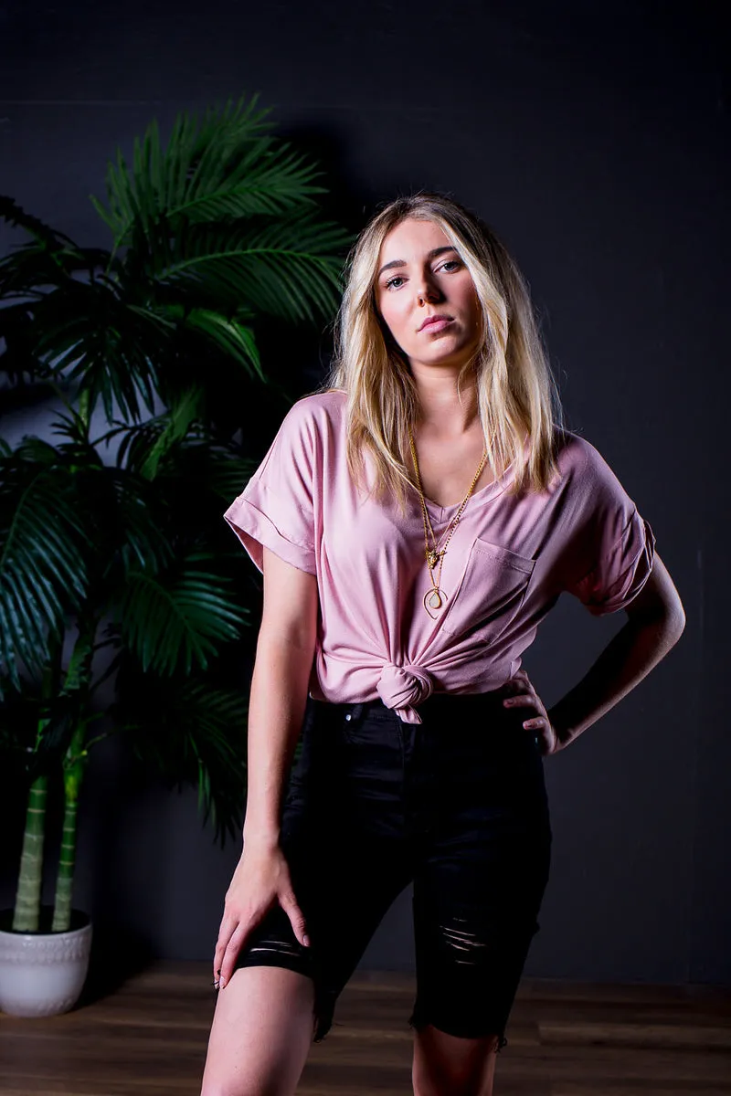 DARIA V NECK MAUVE