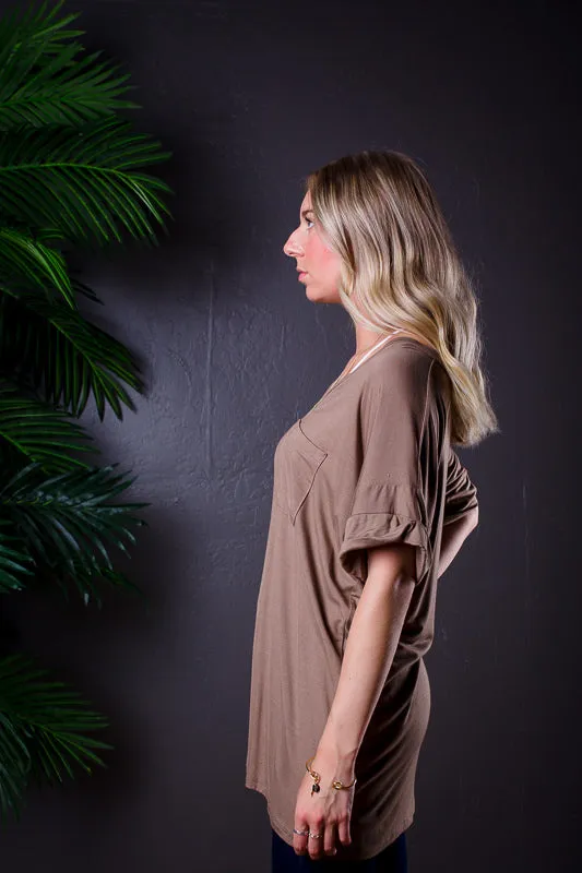DARIA V NECK TEE TAUPE