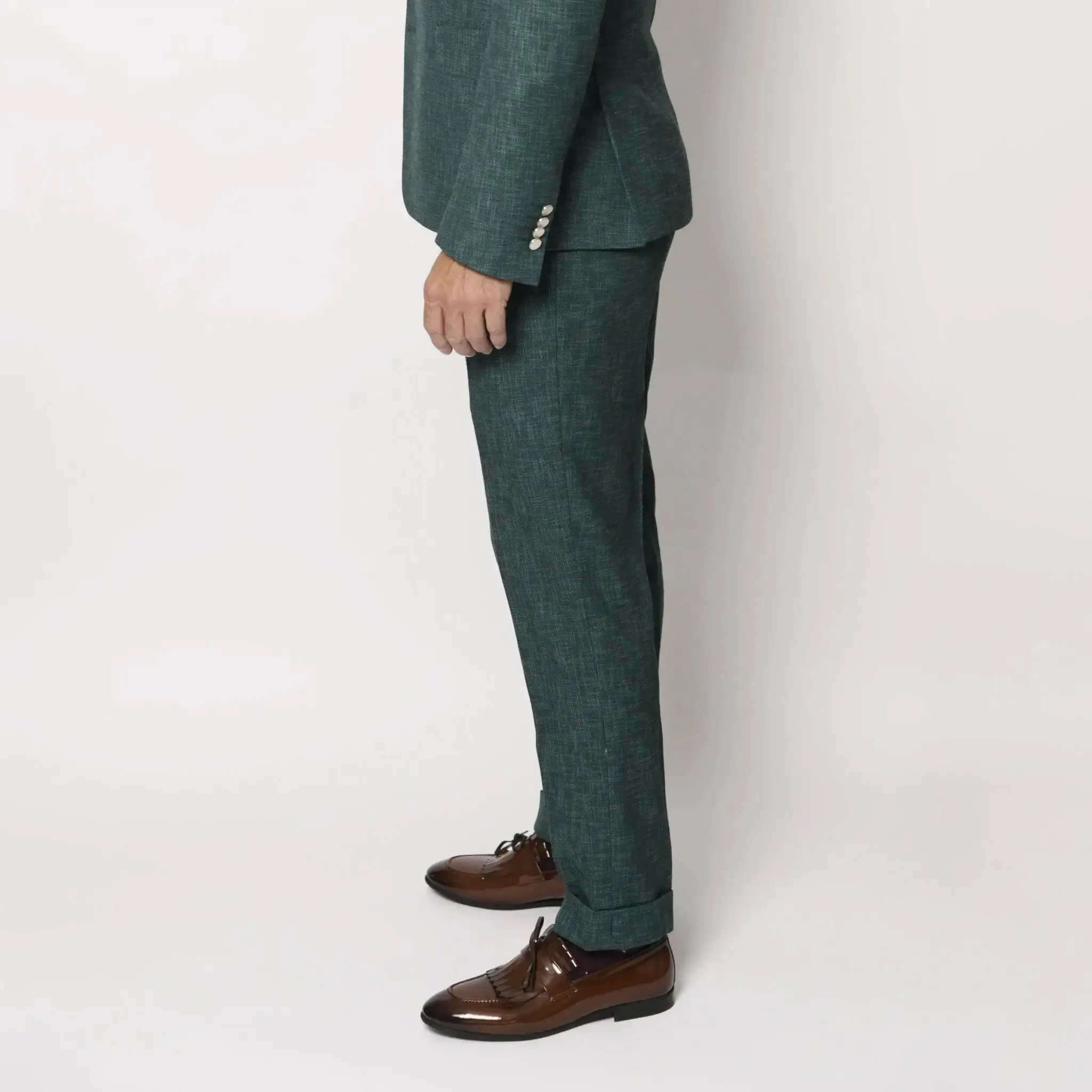 Dark Teal Zignone Wool Men's Slim Fit Italian Trouser