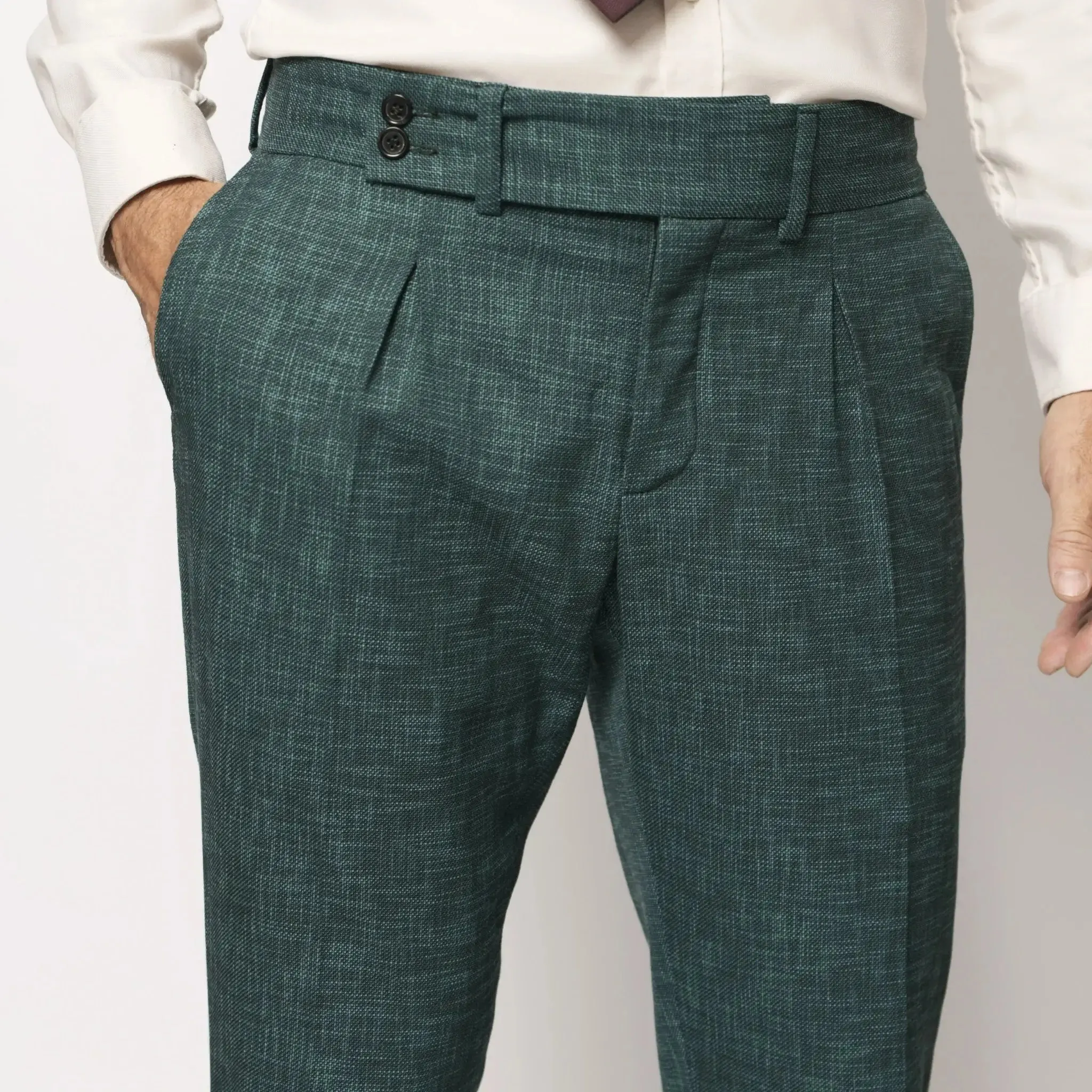 Dark Teal Zignone Wool Men's Slim Fit Italian Trouser