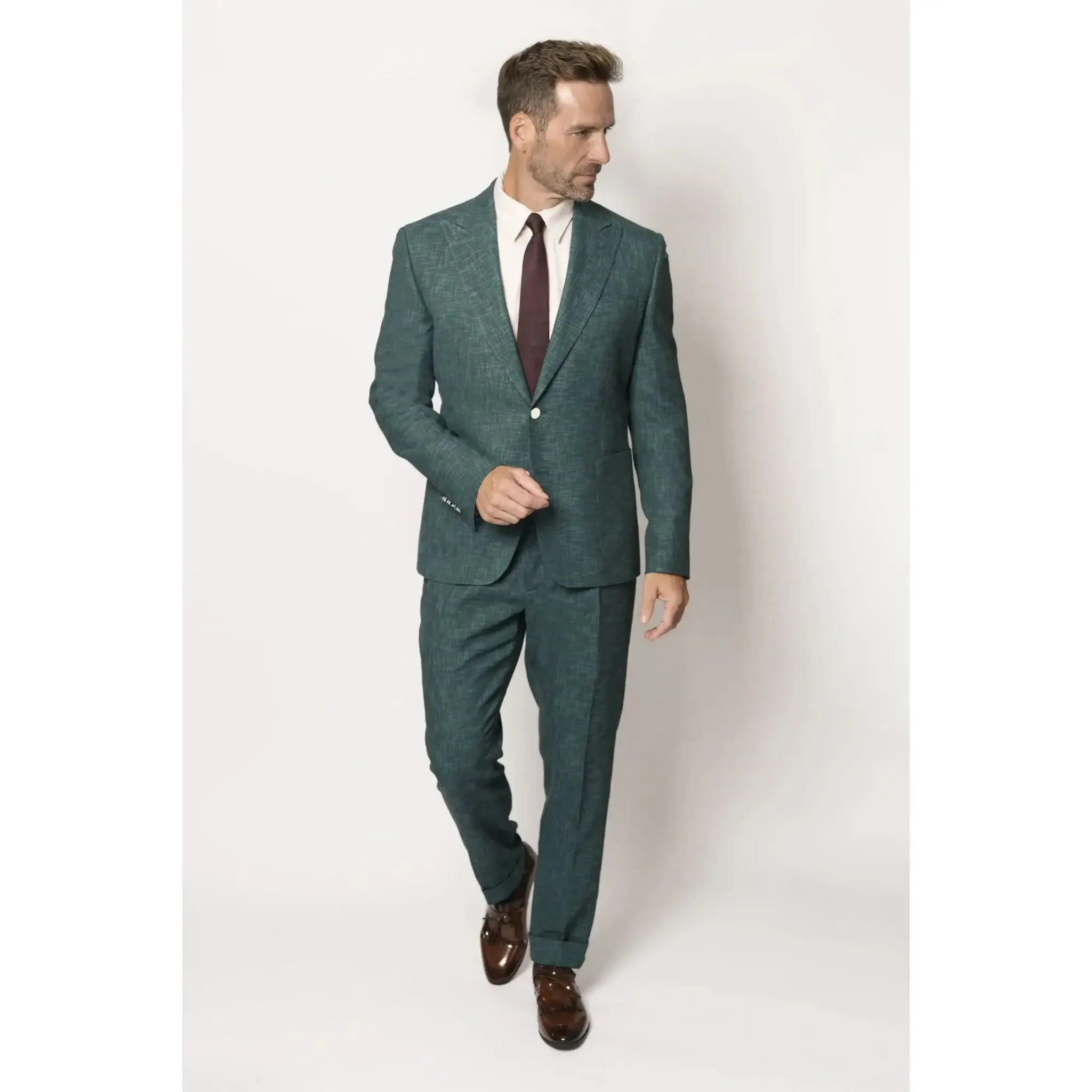 Dark Teal Zignone Wool Men's Slim Fit Italian Trouser