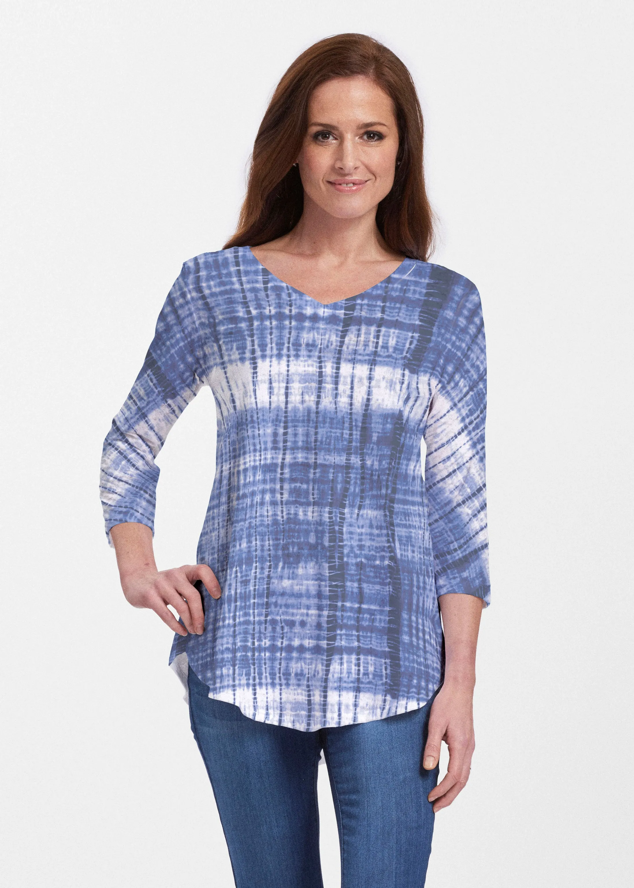 Denim Tie Dye (14230) ~ Signature V-neck Flowy Tunic