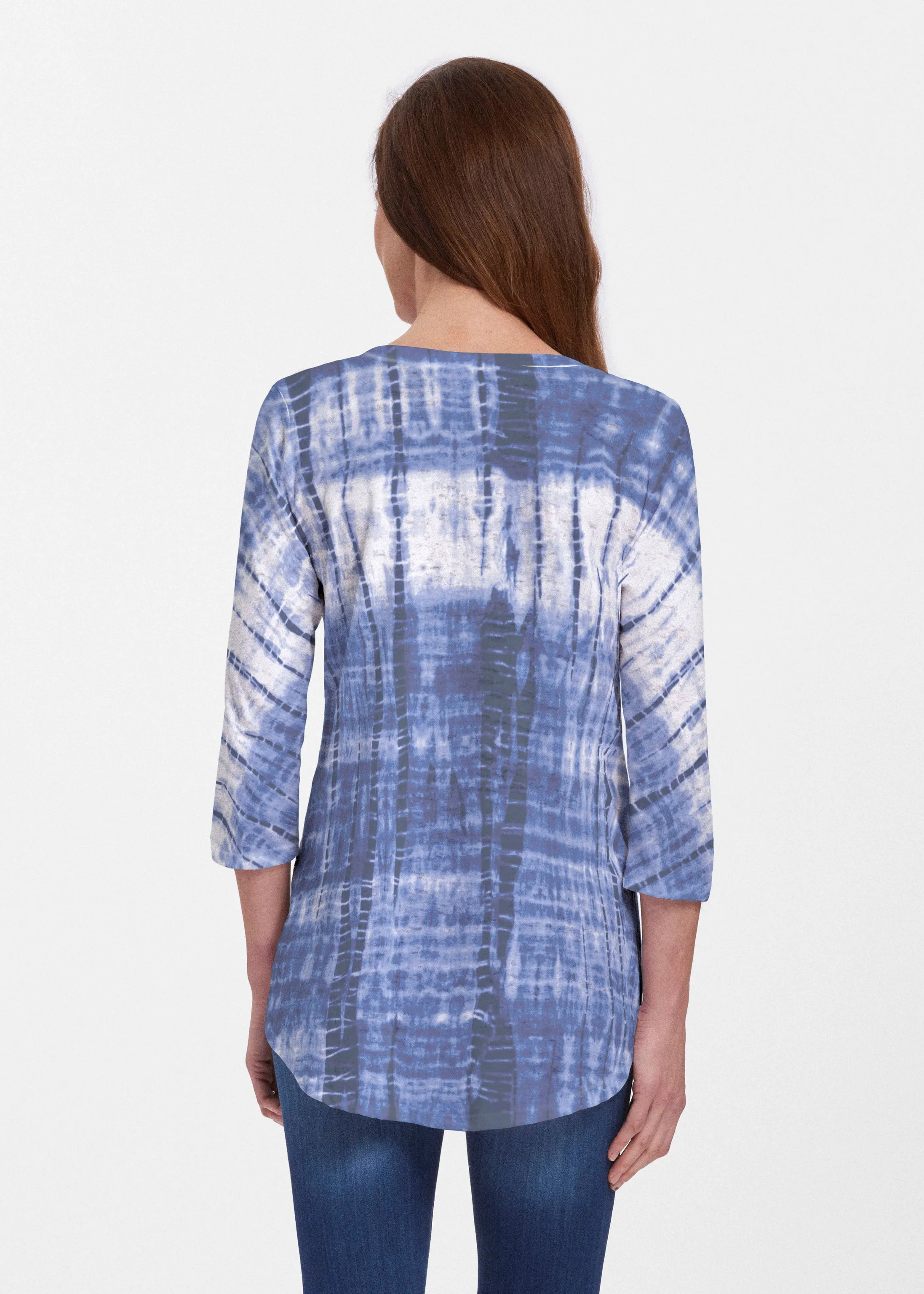 Denim Tie Dye (14230) ~ Signature V-neck Flowy Tunic