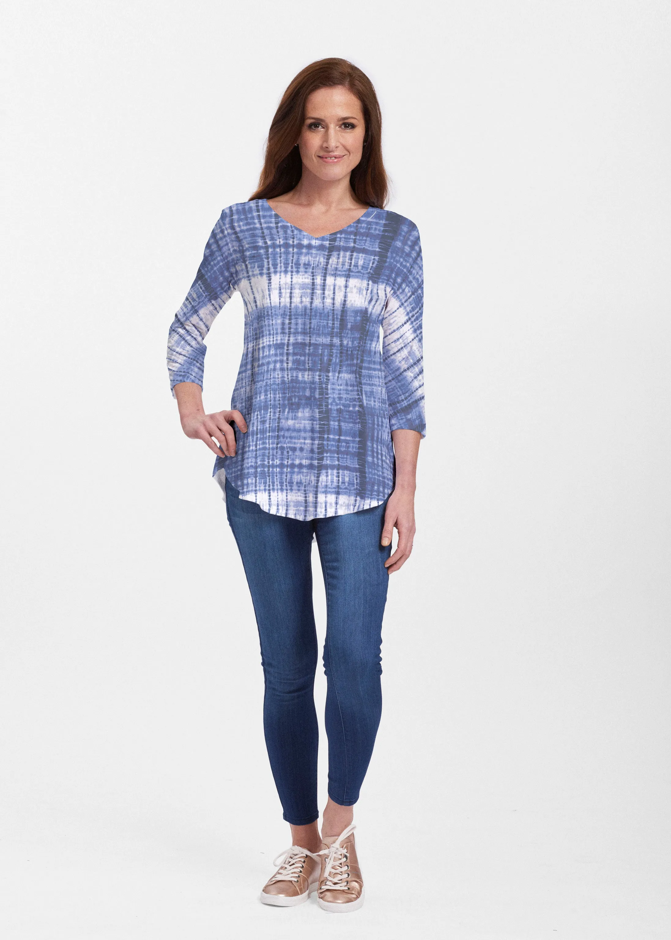 Denim Tie Dye (14230) ~ Signature V-neck Flowy Tunic