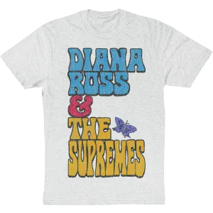 Diana Ross And The Supremes "Stacked Butterfly" T-Shirt in Heather White