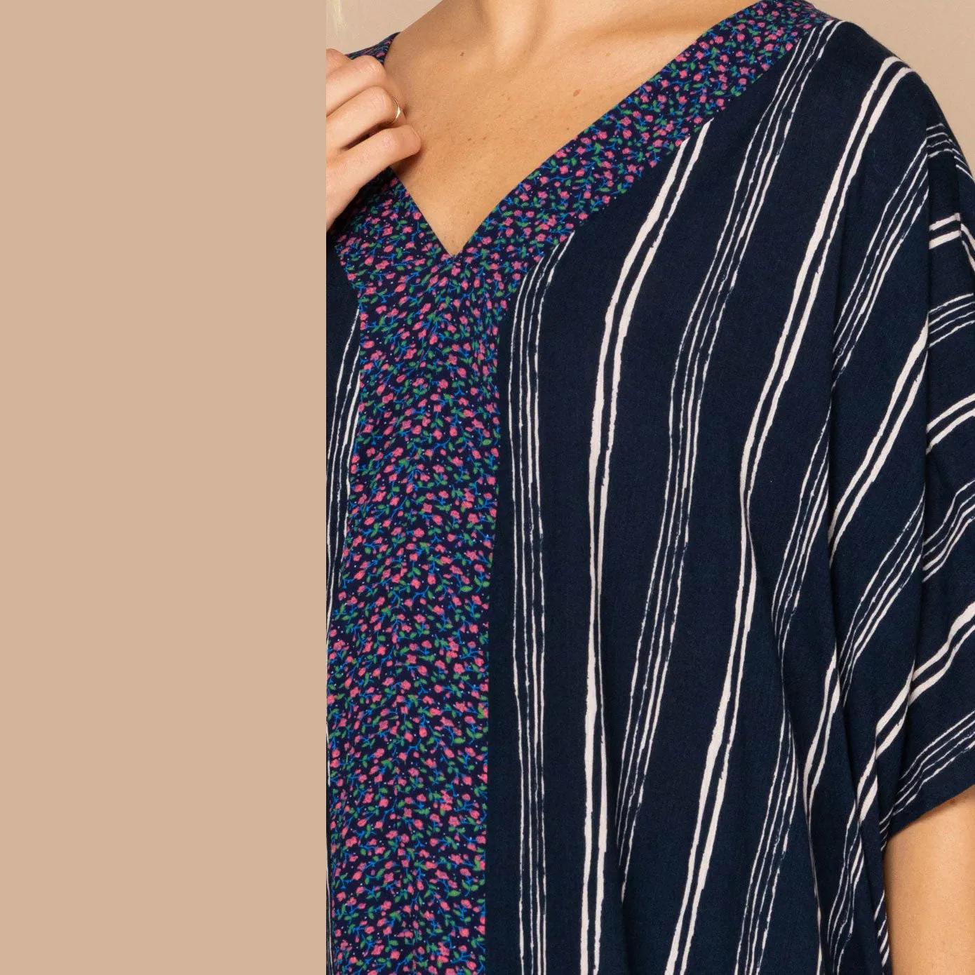 Ditsy Stripe V-Neck Tunic