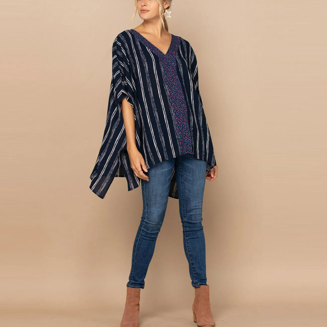 Ditsy Stripe V-Neck Tunic