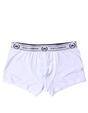 Dolce & Gabbana White Cotton Stretch Regular Boxer Underwear