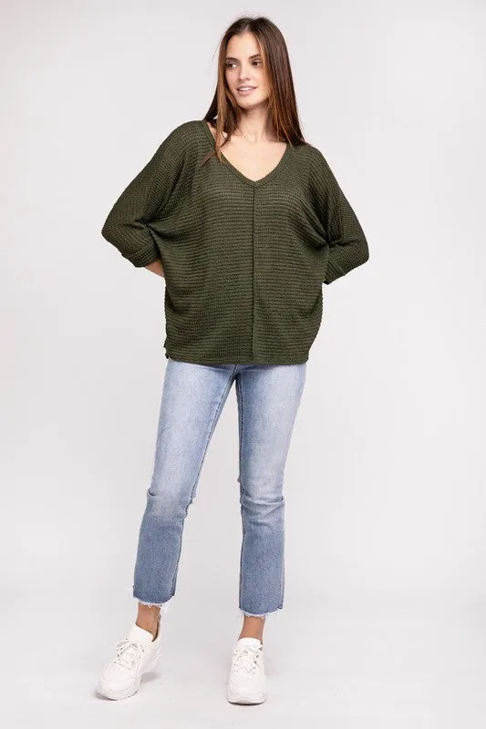 Dolman Off Shoulder Jacquard Sweater